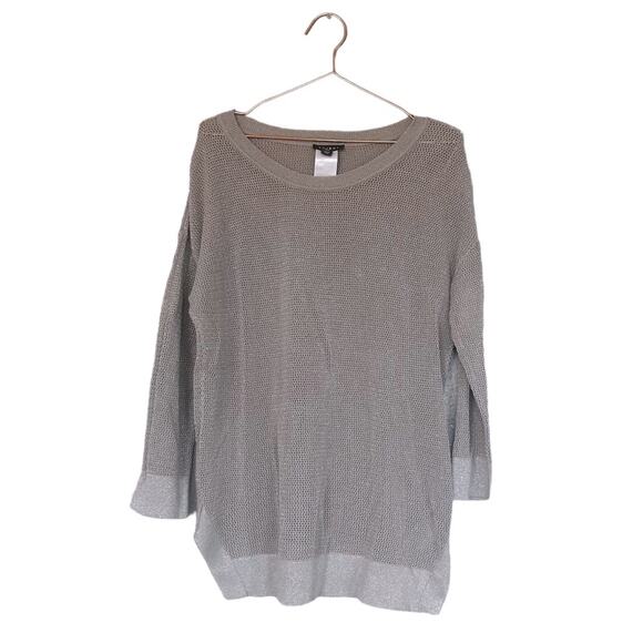 Tribal open knit gray shimmer lightweight sweater size large - Picture 1 of 6